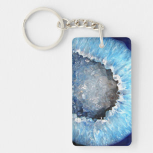 Llavero Geode de cristal azul de caída