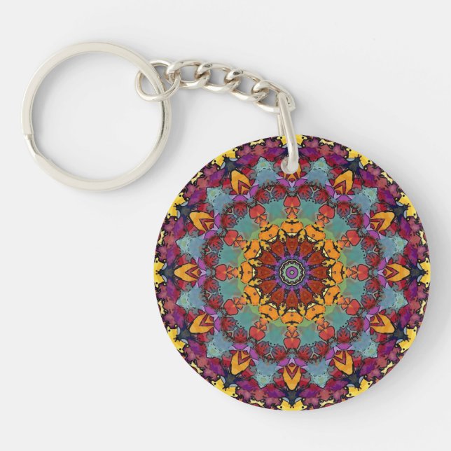 Llavero Geometric Mandala Purple Blue Design-64351 (Frente)