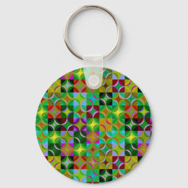 Llavero Geometric Pattern of Colorful Squares and Circles