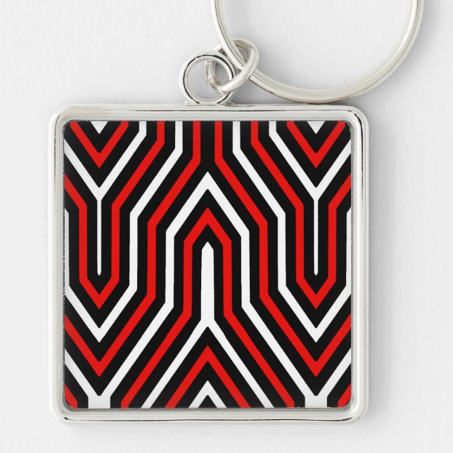 Llavero Geométrica Art Deco - rojo, negro y blanco (Frente)