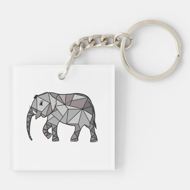Llavero geométrico elefante, gris obispo, decoración domés (Atrás)