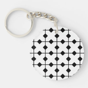 Llavero Geométrico moderno, diamantes - negro y blanco