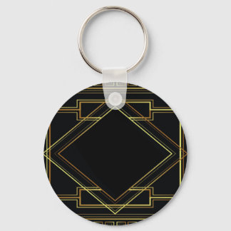 Llavero geométrico vintage art deco gold y black