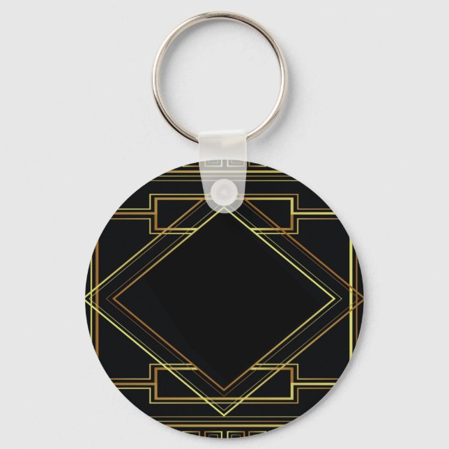 Llavero geométrico vintage art deco gold y black (Anverso)