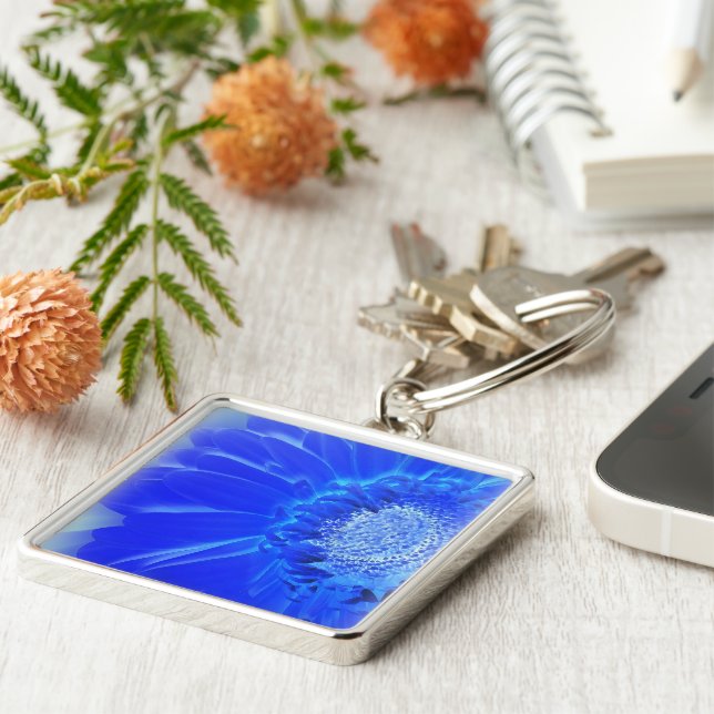 Llavero gerbera azul eléctrico (Lado)