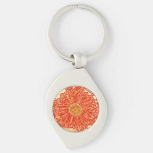 Llavero Gerbera Daisy Block Print - naranja de azafrán