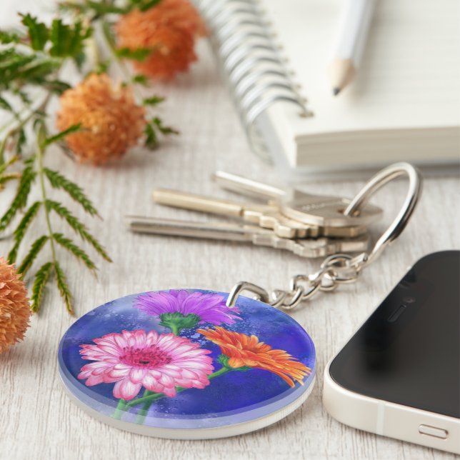 Llavero Gerberas Keychain Gift Hermosas Flores (Frente Derecha)