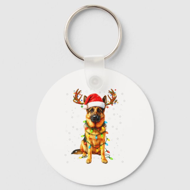 Llavero German Shepherd Christmas Tree Lights Pajama Dog L (Anverso)