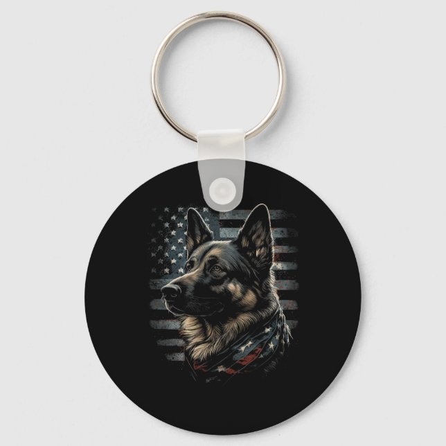 Llavero German Shepherd Usa Flag Patriotic Shepherd  (Anverso)