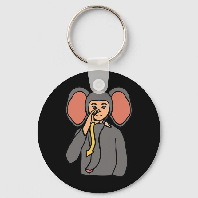 Llavero Gesto de mano de ASL de elefante Sordera Pérdida d (Anverso)