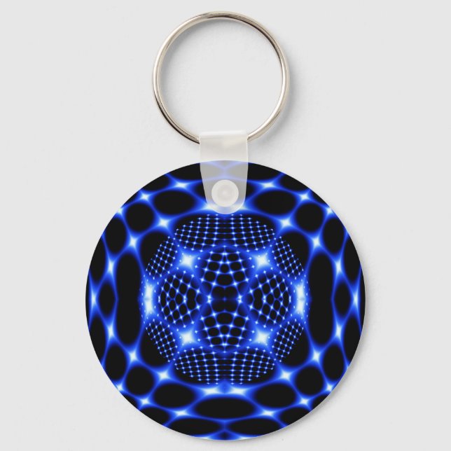 Llavero Gglob azul neón fractal (Anverso)