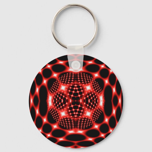 Llavero Gglob rojo neón fractal (Anverso)