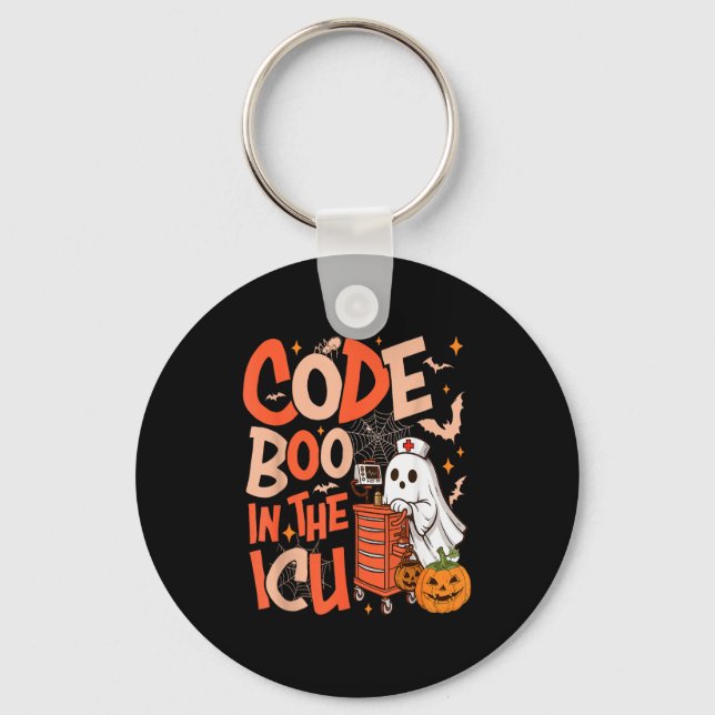 Llavero Ghost Code Boo In The Icu Nursing Nurse Halloween  (Anverso)