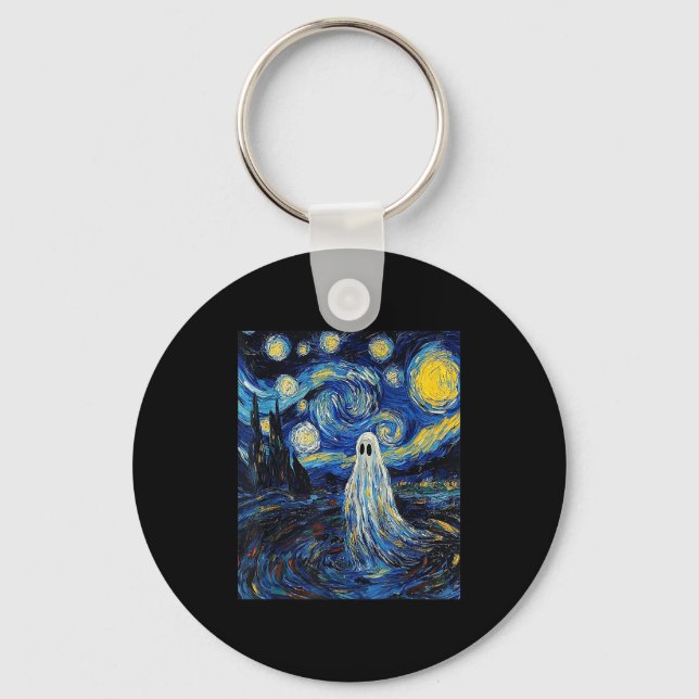Llavero Ghost Halloween - Van Gogh Style - Starry Night  (Anverso)