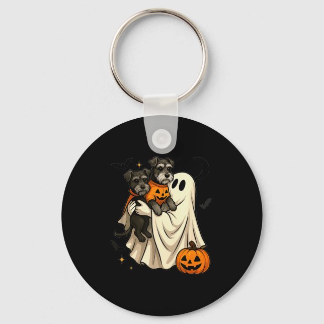 Llavero Ghost Miniature Schnauzer Dog Halloween  (Anverso)