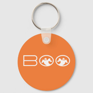 Llavero Ghostly Boo Halloween Keychain, Naranja y Blanco