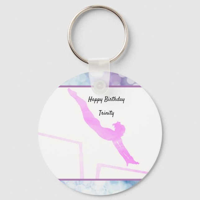 Llavero Gimnasia Birthday Uneven Barras Watercolor (Anverso)