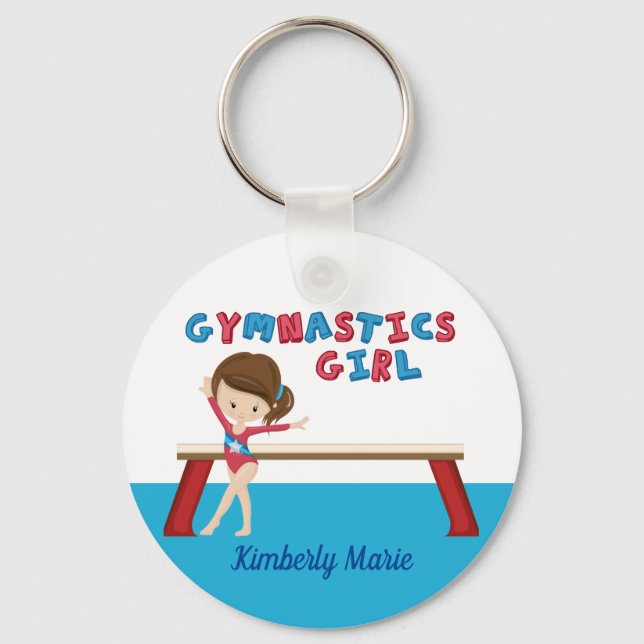 Llavero Gimnasia Chica Cute Gimnast personalizado (Anverso)