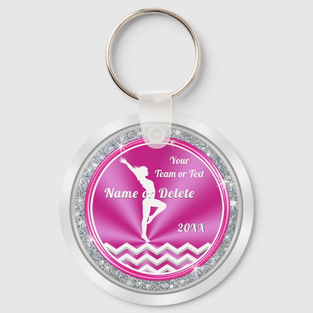 Llavero Gimnasia personal rosa y blanca regalos de equipo (Anverso)