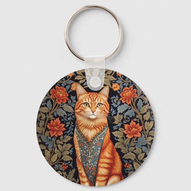Llavero Ginger Cat William Morris inspiró la floral (Anverso)
