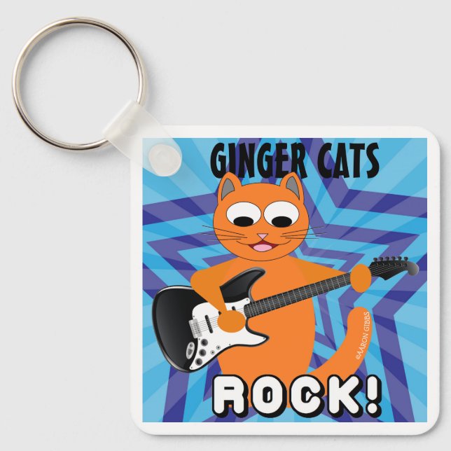 Llavero ¡Ginger Cats Rock! Gato de guitarra (Anverso)