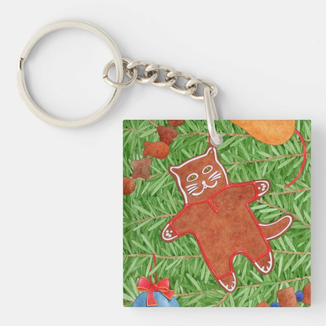 Llavero GINGERBREAD KITTY Square Acrylic Keychain (Frente)