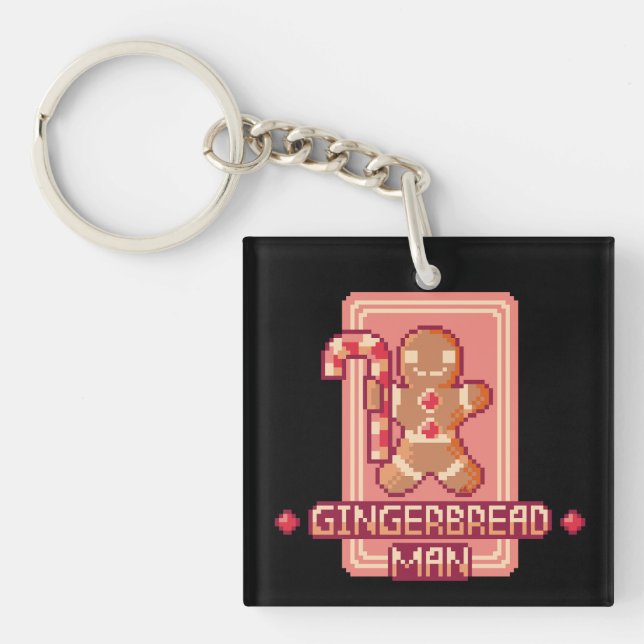 Llavero Gingerbread man, Merry Christmas, Pixel Art (Frente)