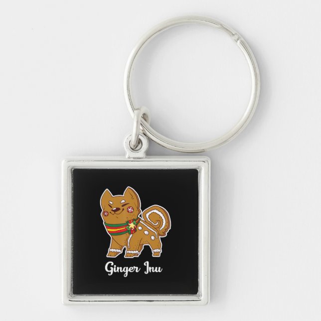 Llavero Gingerbread shiba inu | Regalo de perros para navi (Frente)