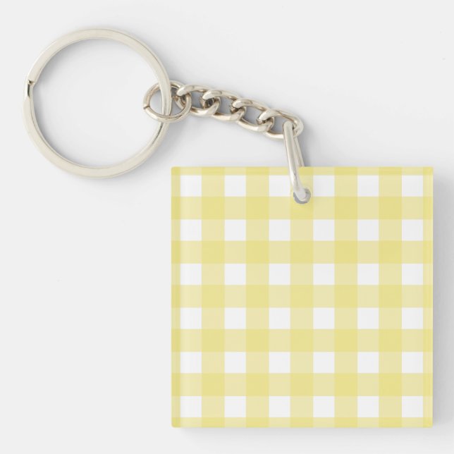 Llavero Gingham blanco y amarillo pálido (Frente)