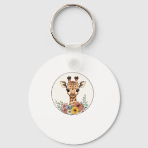 Llavero Girafa Adorable Con Flores