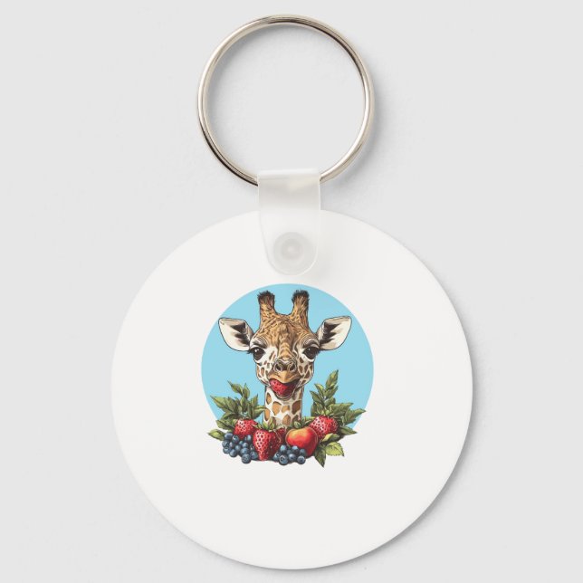 Llavero Girafa con fresas, arándanos y manzanas (Anverso)
