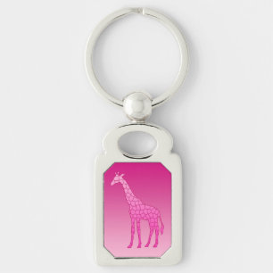 Llavero Girafa geométrica moderna, fucsia y rosa claro