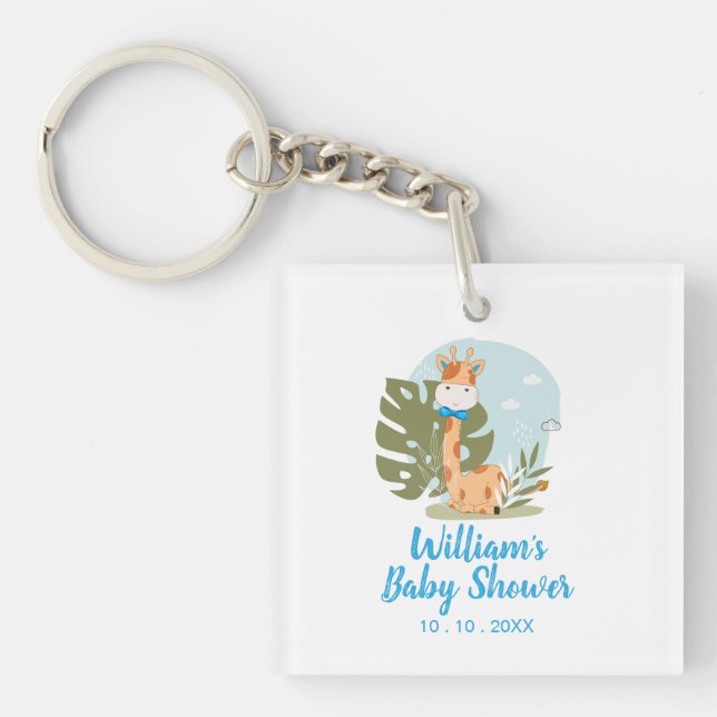 Llavero Giraffe Baby Shower Napkin (Animal Boy Safari) (Frente)