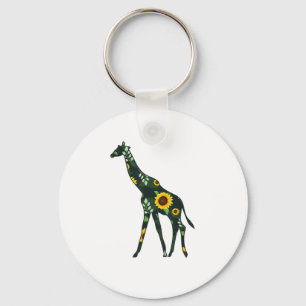 Llavero Giraffe Chica girasol rumiante floral hawaiano Wo