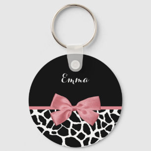 Llavero Giraffe de moda Imprimir rosado rosado con nombre