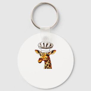 Llavero Giraffe del chef - Giraffe dulce en el Gorra del c