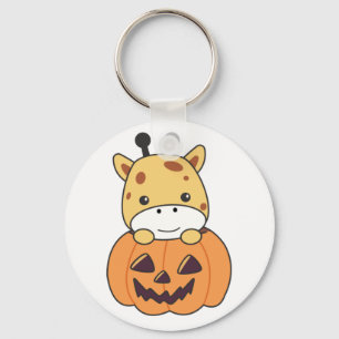 Llavero Giraffe en jirafas de calabaza cutre Feliz Hallowe