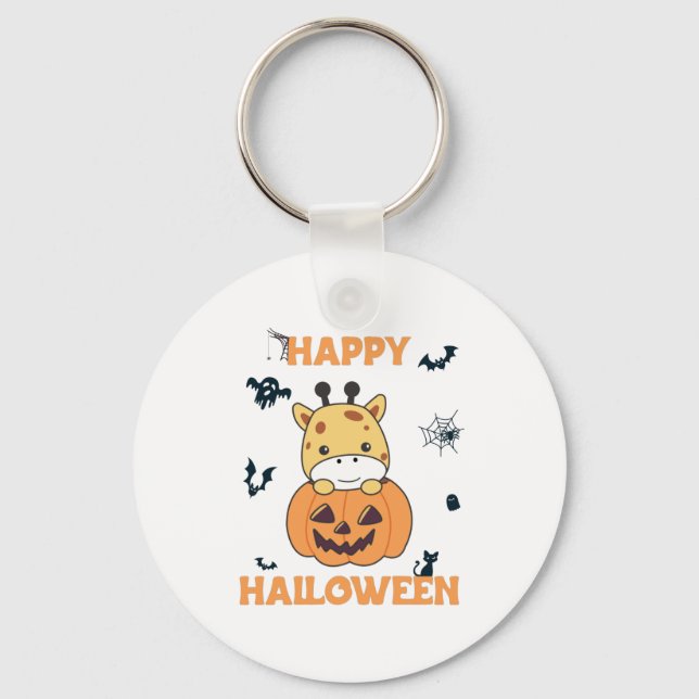 Llavero Giraffe en jirafas tristes de calabaza Feliz Hallo (Anverso)