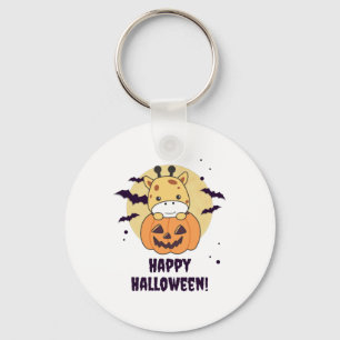 Llavero Giraffe en jirafas tristes de calabaza Feliz Hallo