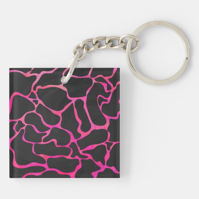 Llavero Giraffe Impresión rosa y negra caliente (Atrás)