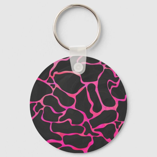 Llavero Giraffe Impresión rosa y negra caliente (Anverso)