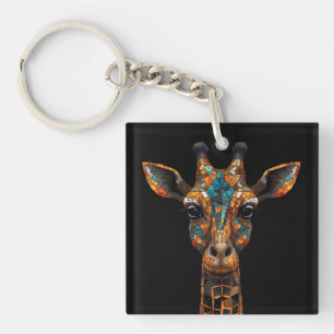 Llavero Giraffe Mosaic Retrato Keychain acrílico