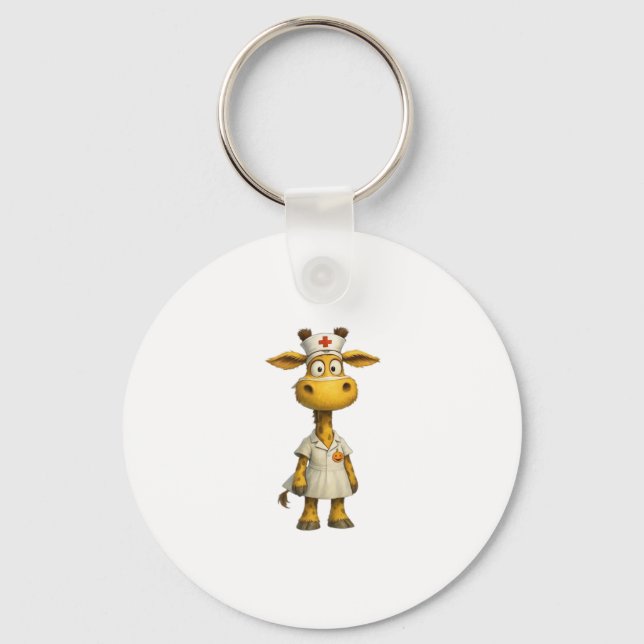 Llavero Giraffe Personalizado de enfermería � Héroe de ate (Anverso)