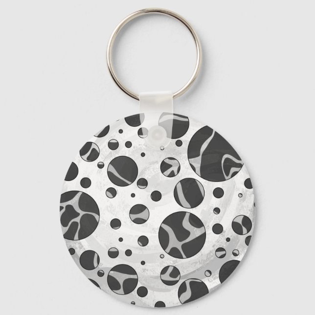 Llavero Giraffe Polka Dot Black and Light Gray Print (Anverso)