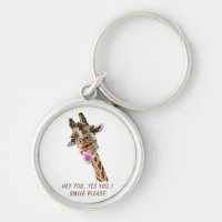 Giraffe Tongue Out y Playful Wink Keychain