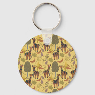 Llavero Giraffilia patrón transparente fondo amarillo