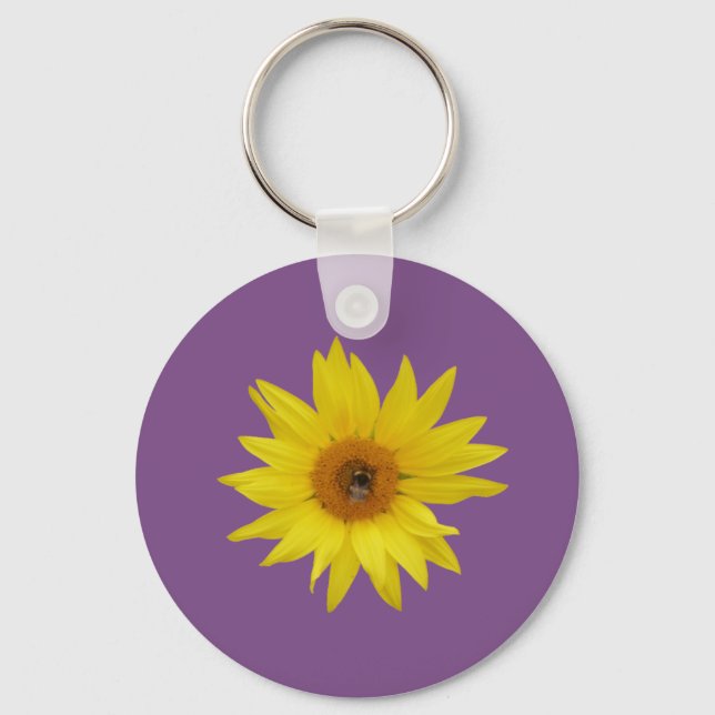 Llavero Girasol amarillo con abeja (Anverso)