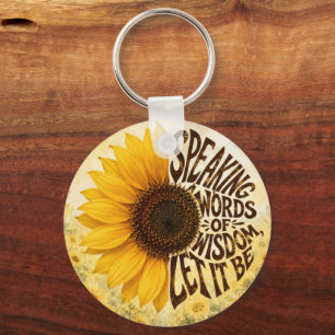 Llavero Girasol Amarillo con Frase Motivadora