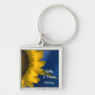 Llavero Girasol amarillo en Boda azul