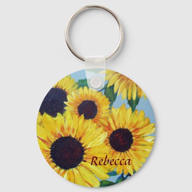 Llavero Girasol amarillo personalizado (Anverso)